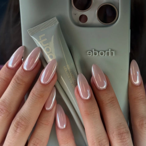 Pink Magic Mirror Solid Color Almond Nail