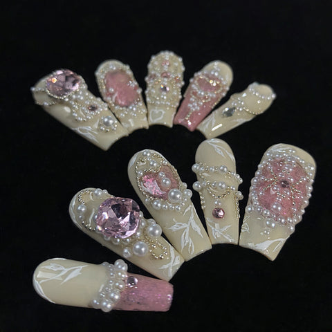 Luxury White Powder Square Nails