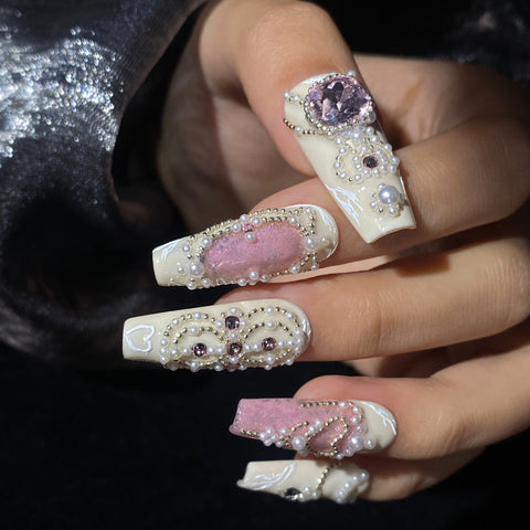 Luxury White Powder Square Nails
