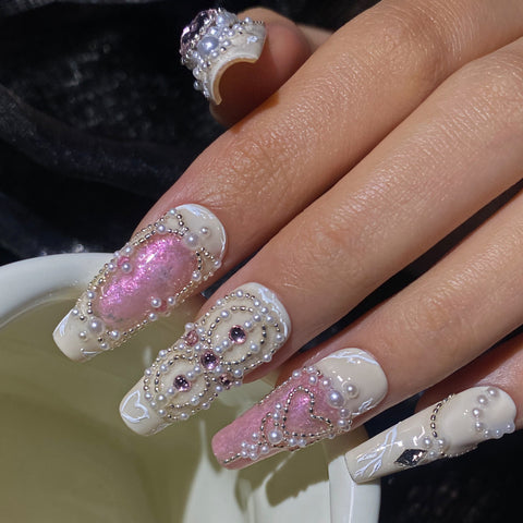 Luxury White Powder Square Nails