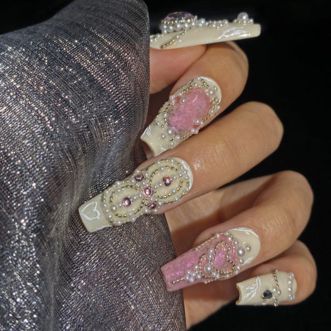 Luxury White Powder Square Nails
